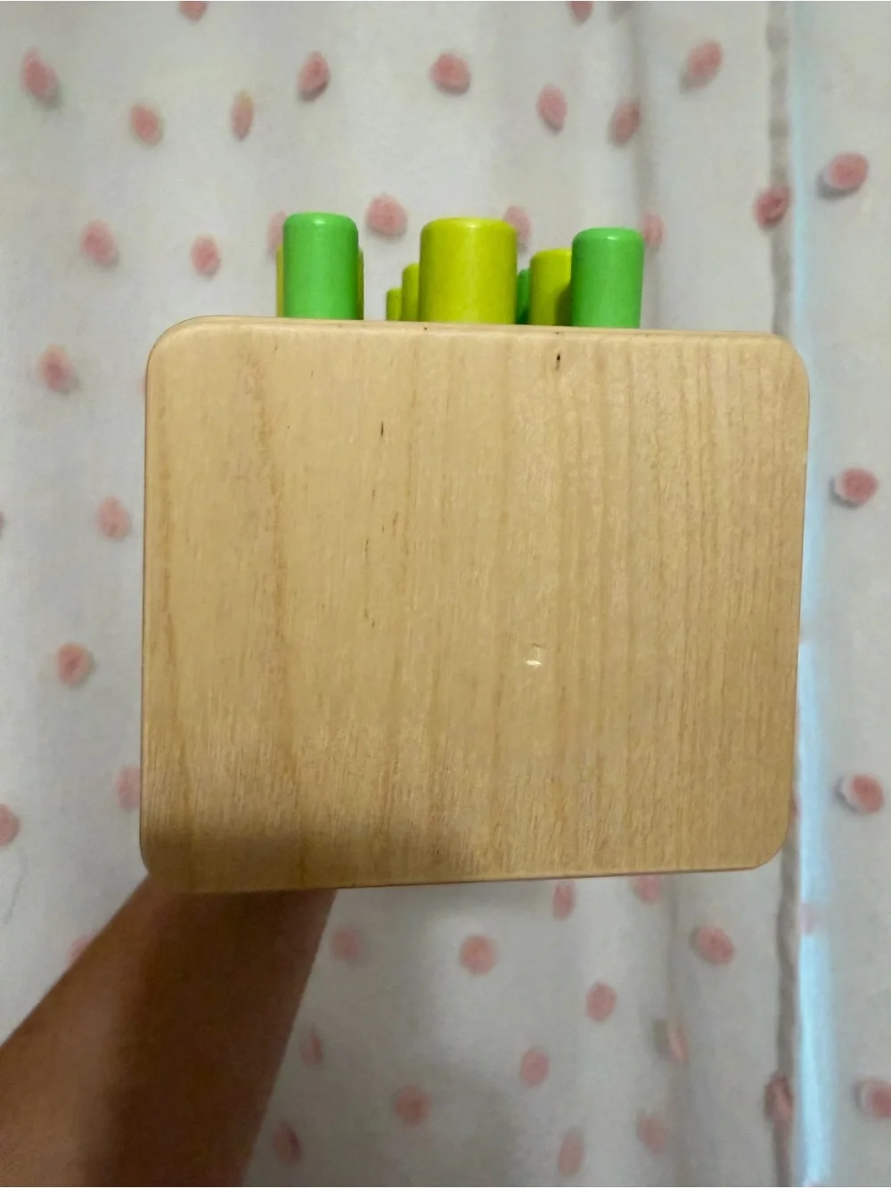 Lovevery Wooden Posting Stand in Green and Yellow Educational Activity Toy